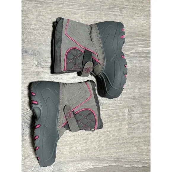 Totes Girls Winter Snow Boots Gray Pink Tori Size 11 Medium - Picture 2 of 6